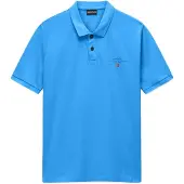 Napapijri Polo à manches courtes pour homme, bleu - coupe classique, avec broderie et imprimé