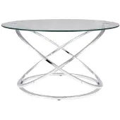 Feldmann-Wohnen Table basse en verre Eos, dimensions : 80x80x46 cm, finition chromée