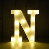 Kopper-24 Lettre lumineuse LED 3D, 22 cm lettre N