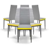 Frankystar ATHENS - Lot de 6 chaises en léther gris
