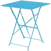 Bolero Table carrée en acier, style trottoir, Perth, bleu azur, 600 x 600 x 710 mm