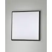 FABAS LUCE Plafonnier Led Carré Desdy 23W 2700Lm 3000K Ip54, Structure Aluminium Et Polycarbonate Noir, Usage Intérieur Et Extérieur, Code 3314-61-101