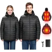 Vevor Veste Chauffante Homme avec Batterie 7,4 V, Manteau Électrique Softshell, Coupe-vent et Léger, avec 6 Zones de Chauffage, 3 Niveaux de Chaleur, pour Randonnée, Camping, Hiver, Ski, Cyclisme, XL