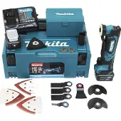 Makita TM 30 DSMJX5 Outil multifonctions sans fil + 2 batteries 4 Ah + chargeur, y compris un set de 41 accessoires dans le Makpac
