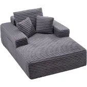 Vevor Chaise longue relax 138 cm, canapé-lit rembourré avec coussins décoratifs & accoudoirs, canapé-lit avec assise profonde pour salon chambre à coucher, fauteuil lounge en éponge très élastique