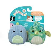 Squishmallows Pets Squishmallows 9cm Two-Pack Squeaky Plush Dog Toy Dinosaurs