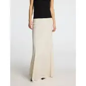 Selected Viscose Mélangée Jupe Longue Femme Beige 34