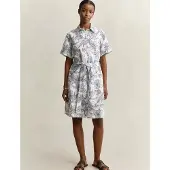 Gant 4503511 Linen Short Sleeve Short Dress Blanc 38 Femme