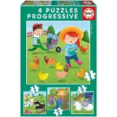 Educa Puzzle - Ukadanka Progresywna 6-9-12-16 El. - Zwierzta Farmy