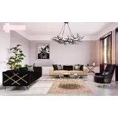 AEA Ensemble Canapé Noir Canapé 3+3+1 places Fauteuil Meuble Design Elégant Métal Velours