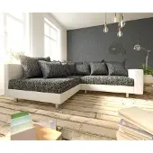 DELIFE Canapé Clovis blanc noir accoudoir ottoman gauche canapé module