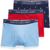 Ralph Lauren pour homme. 714830299207 Set 3 boxers en coton stretch bleu, rouge, marine (XL), Homewear, Multicolore