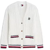 Tommy Hilfiger Cardigan 'Global Stripe Oversized Cable' rouge / noir / blanc