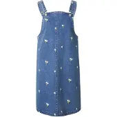 Pieces Jupe-salopette 'PCFlora' bleu denim / jaune clair / vert clair / blanc