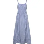 BOSS pour femme. 50559218 Robe en popeline de coton à rayures verticales bleu (36), Casuel, Classique, Sans manches / bretelles