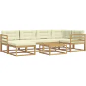 vidaXL Ensemble de salon de jardin 7 pièces, blanc et crème