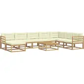 vidaXL Ensemble de salon de jardin 9 pièces, blanc et crème