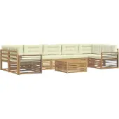 vidaXL Ensemble de canapés d'extérieur , 8 pièces, blanc et crème, en bois massif d'acacia