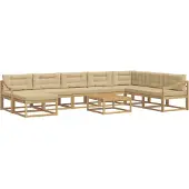 vidaXL Ensemble de salon de jardin 9 pièces, blanc et beige