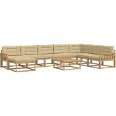 vidaXL Ensemble de salon de jardin 9 pièces, blanc et beige