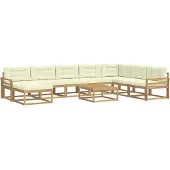 vidaXL Ensemble de salon de jardin 9 pièces, blanc et crème
