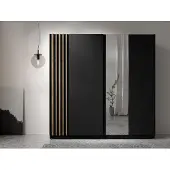 AX Living Armoire noire avec miroir 202 cm – Beralto Artisan Lamellen