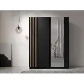AX Living Armoire noire avec miroir 150 cm – Beralto avec lamelles