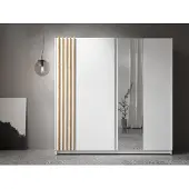 AX Living Armoire blanche avec miroir 200 cm – Beralto avec lamelles