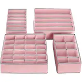 Songmics 4 Boîtes de rangement pliable, Rose