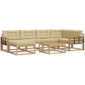 vidaXL Ensemble de salon de jardin 7 pièces, blanc et beige