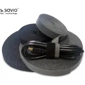 Savio OC-01/B - Organisateur de câbles (Velcro, 10 m), noir