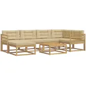 vidaXL Ensemble de salon de jardin 7 pièces, blanc et beige