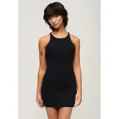 Superdry Embroidered Rib Racer Sleeveless Short Dress Noir 2XS Femme