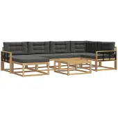 vidaXL Ensemble de salon de jardin 7 pièces, blanc et anthracite