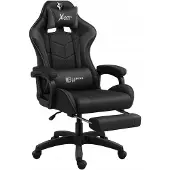 Ekspand | Fauteuil gaming Fg02 - Noir - Hauteur totale 115-123 cm - Coussin de massage offert - Fauteuil gaming ergonomique