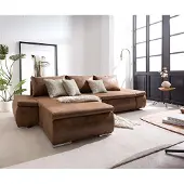 DELIFE Canapé Abilene 260x175 cm ottoman marron variable avec fonction lit