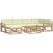 vidaXL Ensemble de salon de jardin 7 pièces, blanc et crème