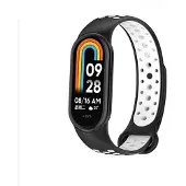 Beline pasek Mi Band 8 design czarno-biały /black-white (Matières plastiques, Silicone), Sangles de montre, Multicolore, Blanc, Noir
