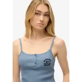 Superdry Essential Button Down Sleeveless T-shirt Violet S-M Femme