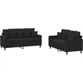 vidaXL Ensemble de canapés 2 pièces avec coussins Noir velours