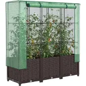 vidaXL Lit surélevé avec serre aspect rotin 80x40x138 cm