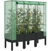 vidaXL Lit surélevé avec serre aspect rotin 80x40x140 cm