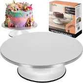 Ruhhy Plateau tournant de pâtisserie en acier inoxydable, 30 cm