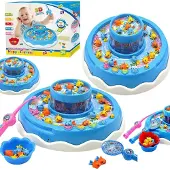 MAKSIK IMPORT Jeu de la famille Canne à pêche pour attraper les poissons Ensemble LED Melodies Moving