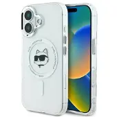 Karl Lagerfeld Coque rigide MagSafe blanche pour iPhone 16 Plus