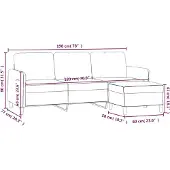 vidaXL Canapé 3 places avec pouf noir 180 cm velours