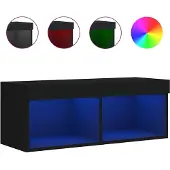 vidaXL Armoire TV avec lampes LED Noir 80x30x30 cm