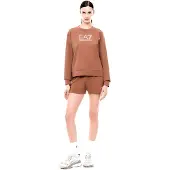 EA7 pour femme. 7W000974_AF13135 Ensemble t-shirt et short en maille de coton stretch marron (L), Casuel, Homewear