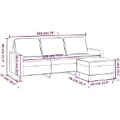 vidaXL Canapé 3 places avec pouf noir 180 cm velours