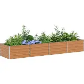 vidaXL Lit surélevé brun clair 320 x 80 x 45 cm Acier galvanisé